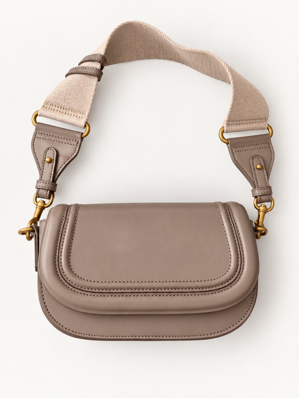 Zara Taupe Crossbody Bag with Removable Canvas Strap